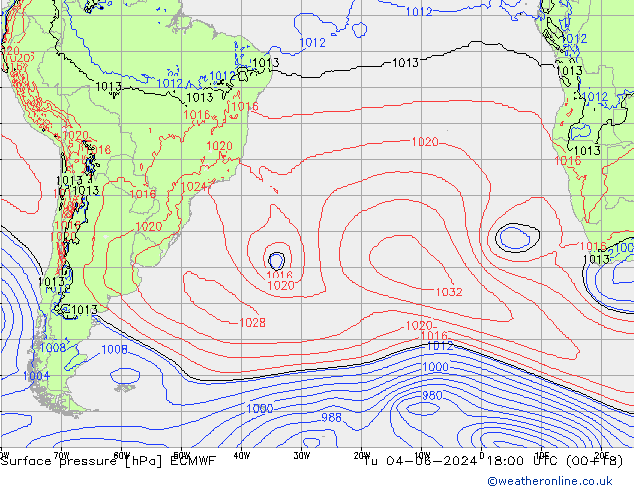 pressão do solo ECMWF Ter 04.06.2024 18 UTC