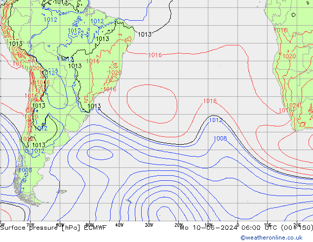 Surface pressure ECMWF Mo 10.06.2024 06 UTC