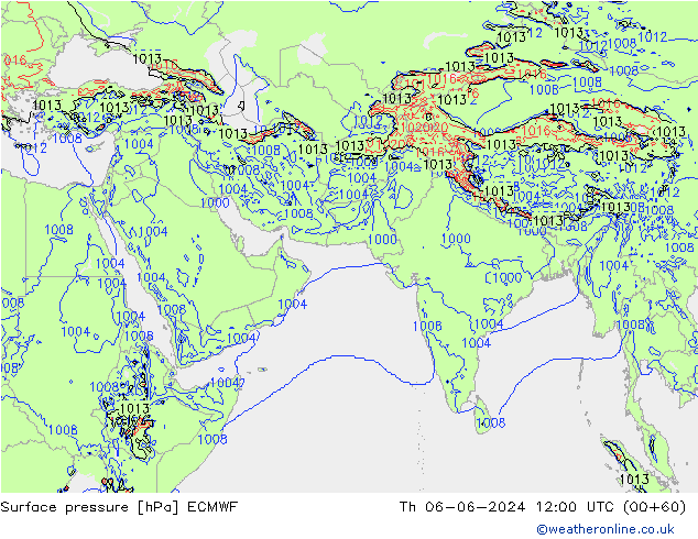 Luchtdruk (Grond) ECMWF do 06.06.2024 12 UTC