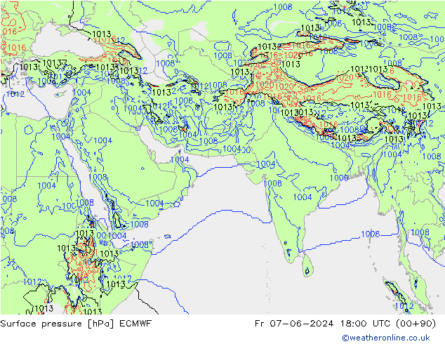 Luchtdruk (Grond) ECMWF vr 07.06.2024 18 UTC