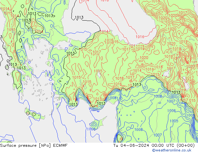 Pressione al suolo ECMWF mar 04.06.2024 00 UTC