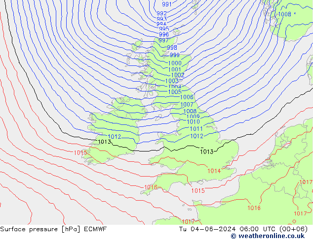 Luchtdruk (Grond) ECMWF di 04.06.2024 06 UTC