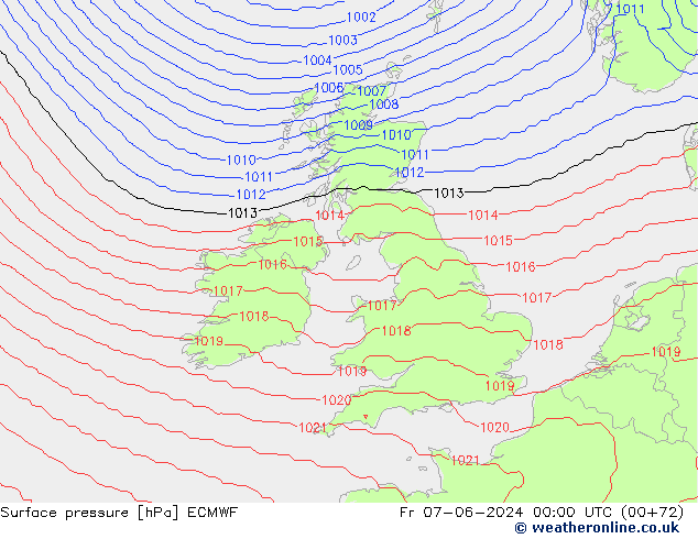 Surface pressure ECMWF Fr 07.06.2024 00 UTC