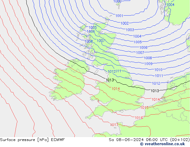 приземное давление ECMWF сб 08.06.2024 06 UTC