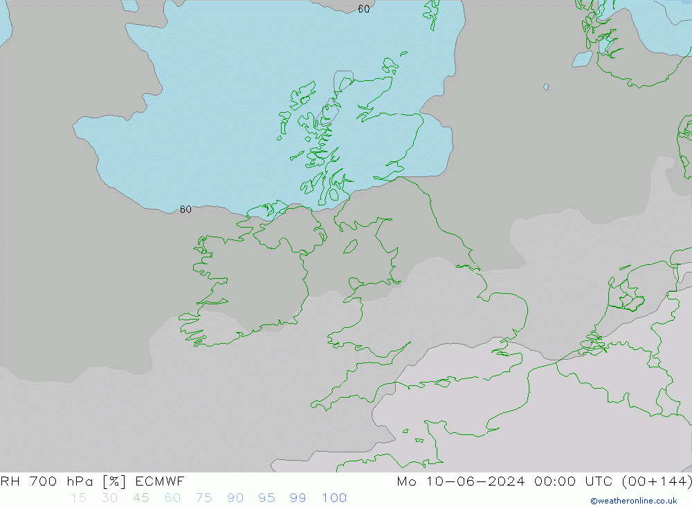 RH 700 hPa ECMWF Mo 10.06.2024 00 UTC