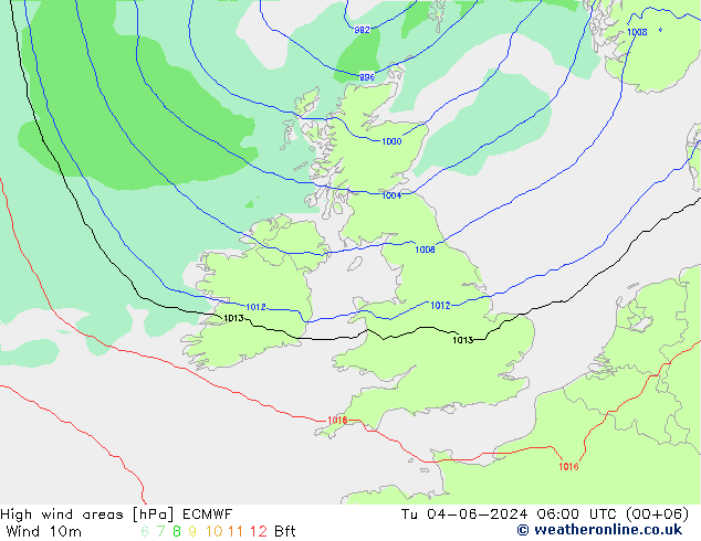 High wind areas ECMWF Tu 04.06.2024 06 UTC