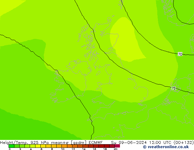 Height/Temp. 925 hPa ECMWF Su 09.06.2024 12 UTC