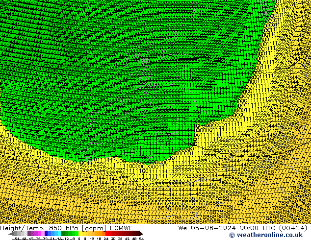 Height/Temp. 850 hPa ECMWF mer 05.06.2024 00 UTC