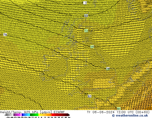 Height/Temp. 925 hPa ECMWF Qui 06.06.2024 12 UTC