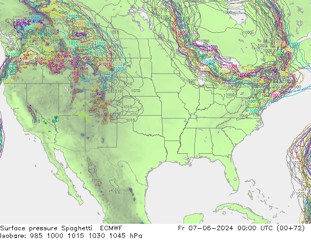 Surface pressure Spaghetti ECMWF Fr 07.06.2024 00 UTC