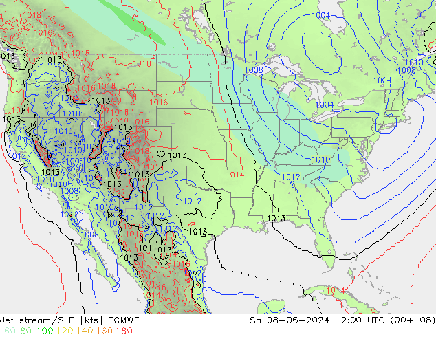 Corrente a getto ECMWF sab 08.06.2024 12 UTC