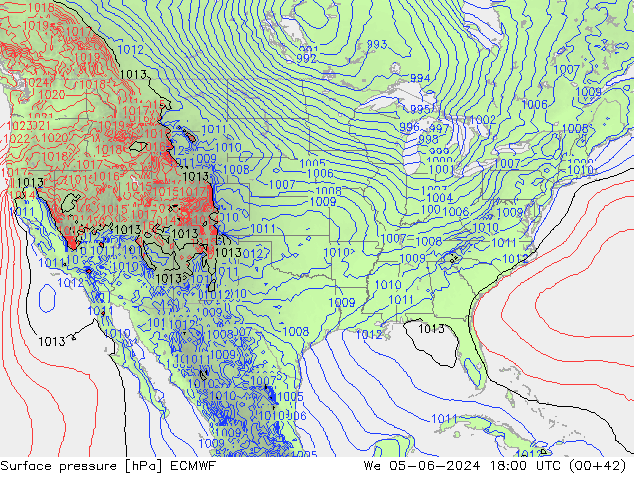 Atmosférický tlak ECMWF St 05.06.2024 18 UTC