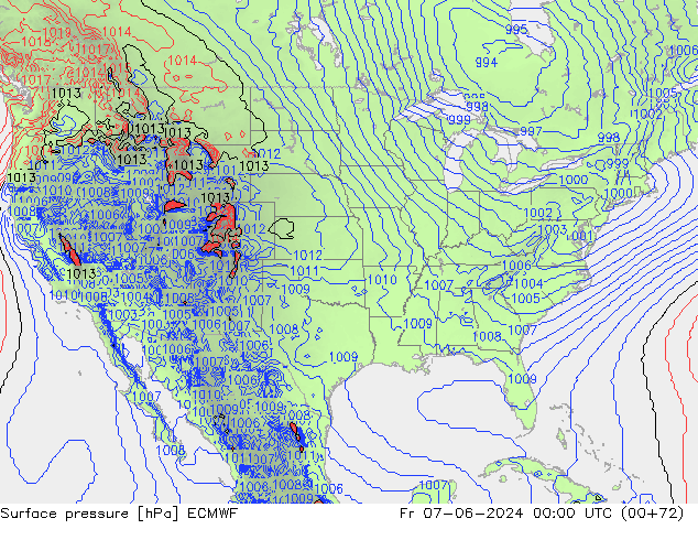 ciśnienie ECMWF pt. 07.06.2024 00 UTC