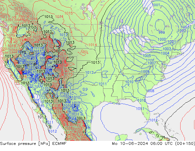 pressão do solo ECMWF Seg 10.06.2024 06 UTC