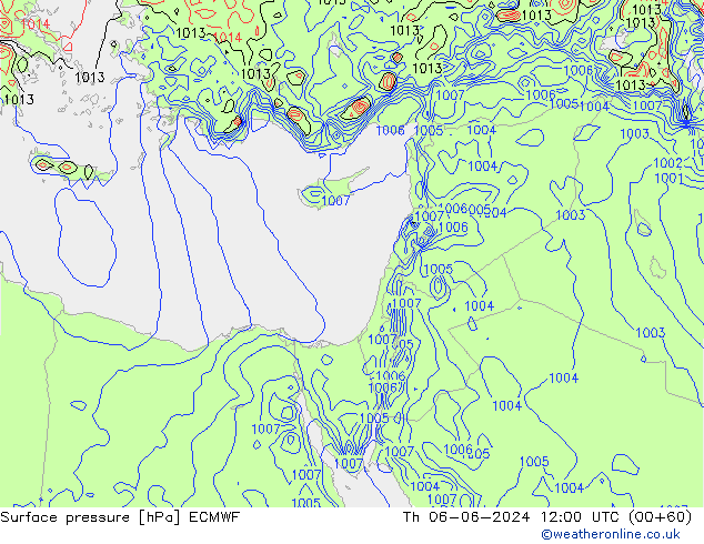 Luchtdruk (Grond) ECMWF do 06.06.2024 12 UTC