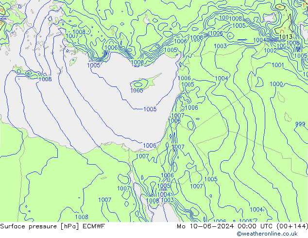 pressão do solo ECMWF Seg 10.06.2024 00 UTC