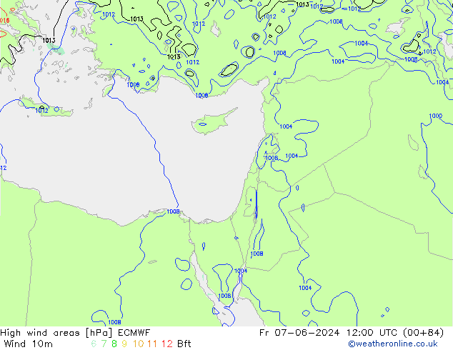 High wind areas ECMWF Fr 07.06.2024 12 UTC