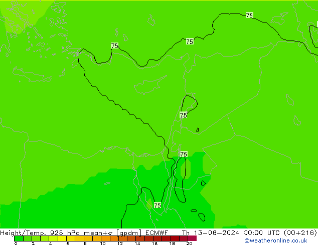 Géop./Temp. 925 hPa ECMWF jeu 13.06.2024 00 UTC