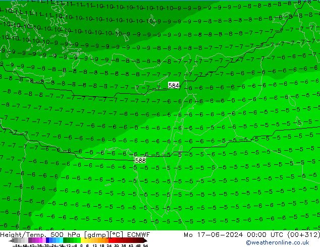 Hoogte/Temp. 500 hPa ECMWF ma 17.06.2024 00 UTC