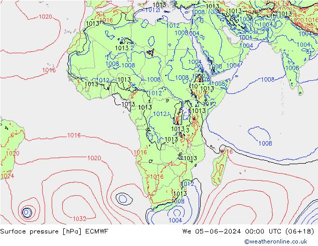 Luchtdruk (Grond) ECMWF wo 05.06.2024 00 UTC