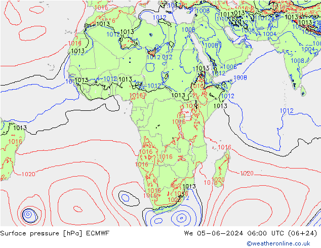 Atmosférický tlak ECMWF St 05.06.2024 06 UTC