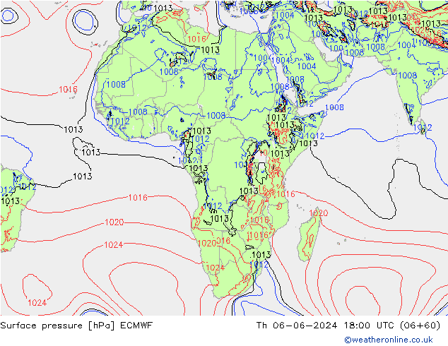 приземное давление ECMWF чт 06.06.2024 18 UTC