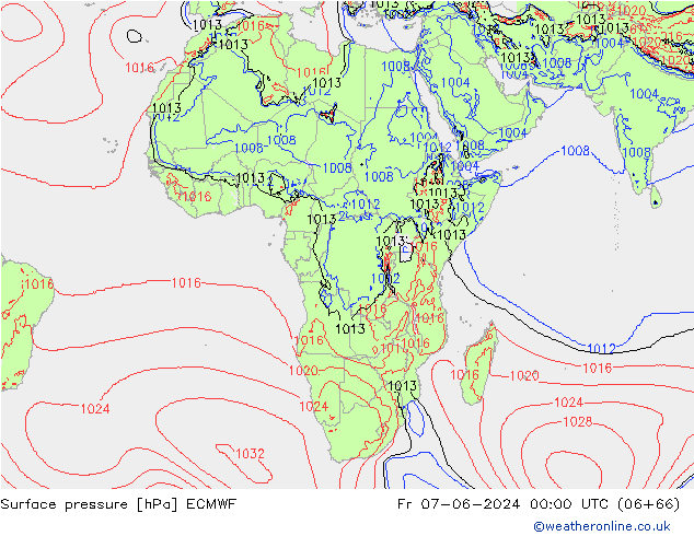 приземное давление ECMWF пт 07.06.2024 00 UTC