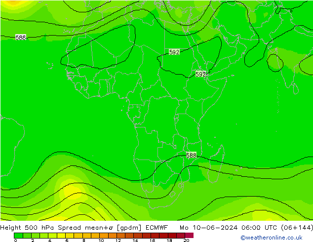 Height 500 hPa Spread ECMWF  10.06.2024 06 UTC