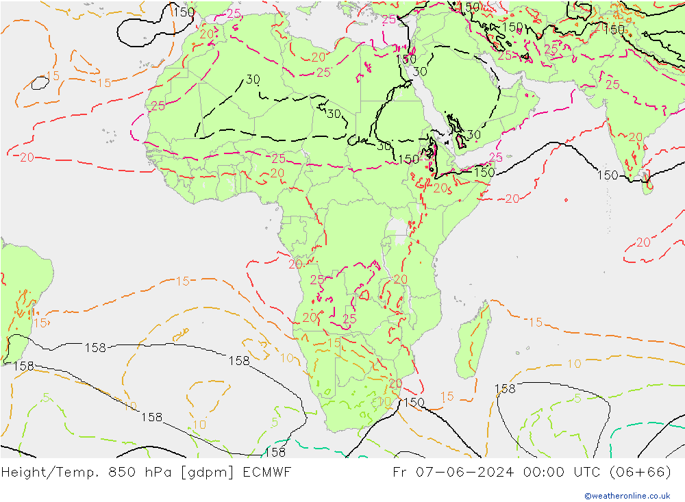 Height/Temp. 850 hPa ECMWF Fr 07.06.2024 00 UTC