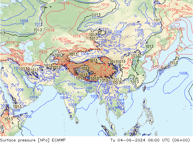 Bodendruck ECMWF Di 04.06.2024 06 UTC