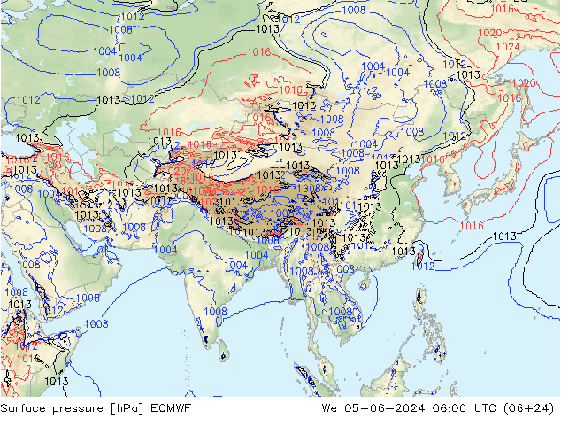 Atmosférický tlak ECMWF St 05.06.2024 06 UTC