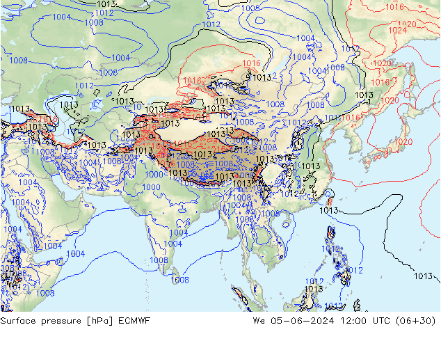 Pressione al suolo ECMWF mer 05.06.2024 12 UTC