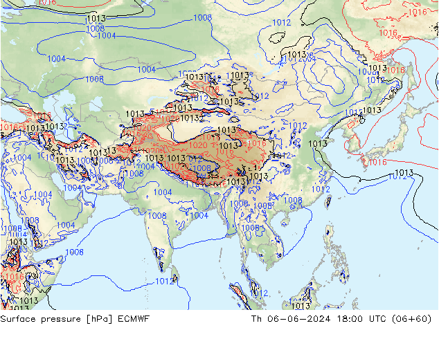 pressão do solo ECMWF Qui 06.06.2024 18 UTC