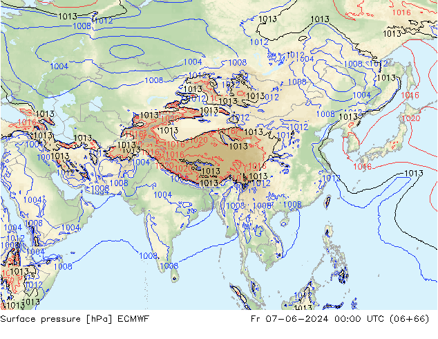 приземное давление ECMWF пт 07.06.2024 00 UTC