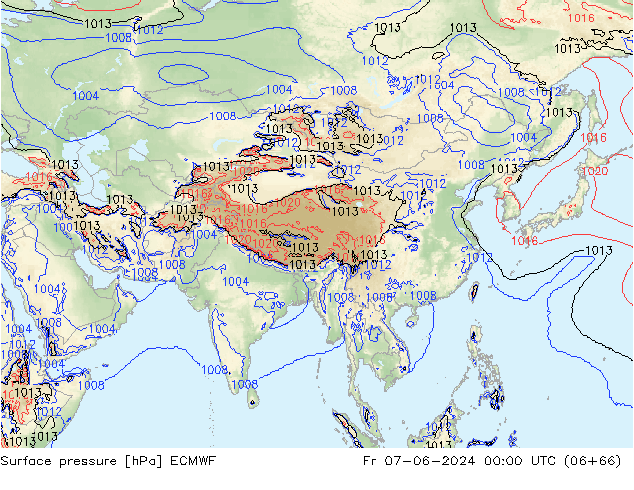 pressão do solo ECMWF Sex 07.06.2024 00 UTC