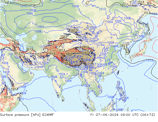 приземное давление ECMWF пт 07.06.2024 06 UTC