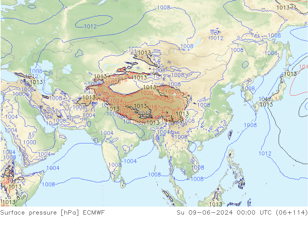 pressão do solo ECMWF Dom 09.06.2024 00 UTC