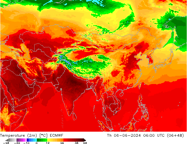 карта температуры ECMWF чт 06.06.2024 06 UTC