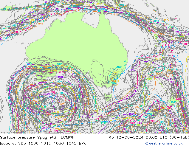 Surface pressure Spaghetti ECMWF Mo 10.06.2024 00 UTC