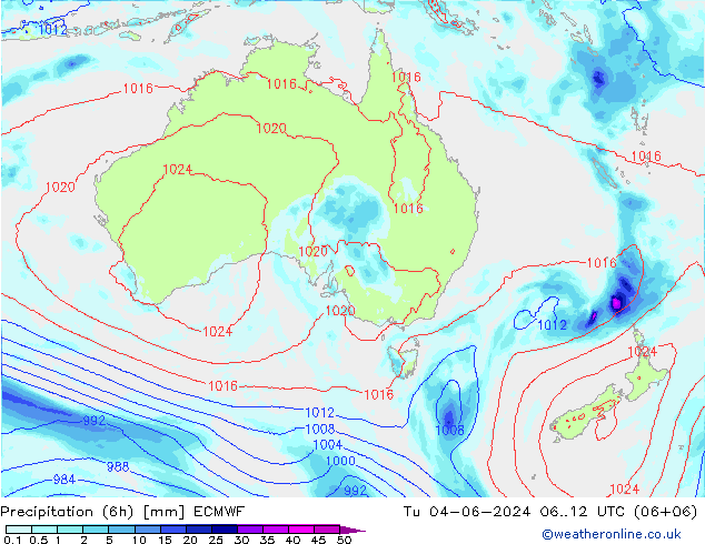 Precipitación (6h) ECMWF mar 04.06.2024 12 UTC