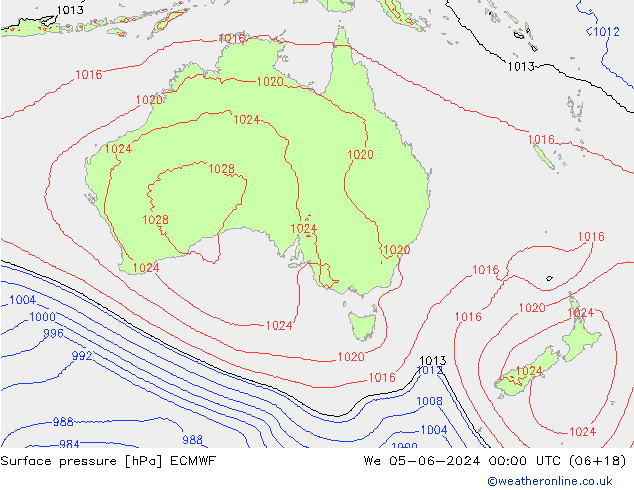 Bodendruck ECMWF Mi 05.06.2024 00 UTC