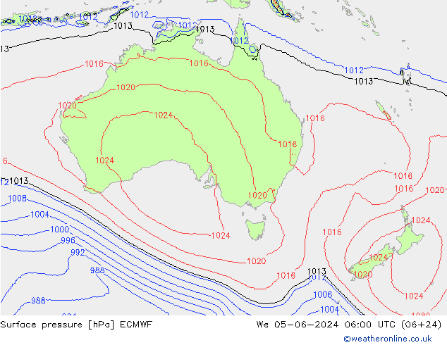 Atmosférický tlak ECMWF St 05.06.2024 06 UTC