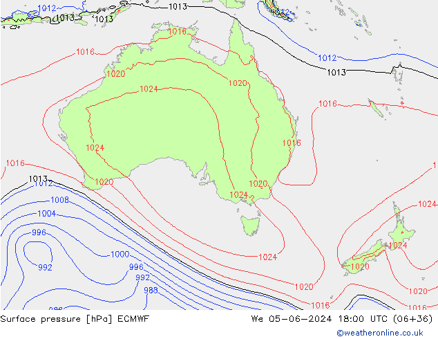 pression de l'air ECMWF mer 05.06.2024 18 UTC