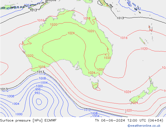 Luchtdruk (Grond) ECMWF do 06.06.2024 12 UTC