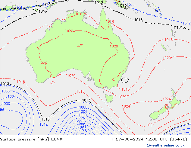 Yer basıncı ECMWF Cu 07.06.2024 12 UTC