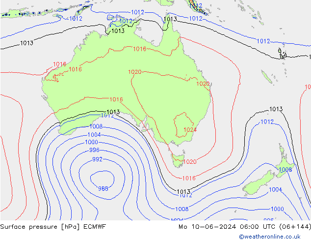 Pressione al suolo ECMWF lun 10.06.2024 06 UTC