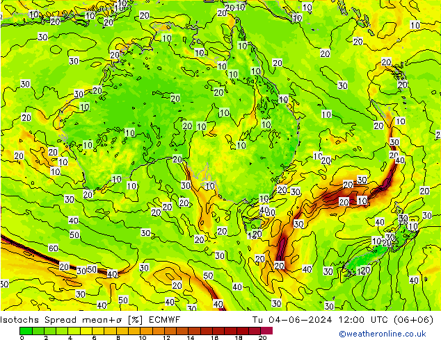 Isotachs Spread ECMWF Ter 04.06.2024 12 UTC