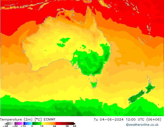 Temperatura (2m) ECMWF mar 04.06.2024 12 UTC