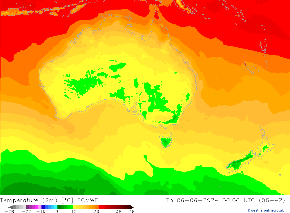 Temperature (2m) ECMWF Th 06.06.2024 00 UTC