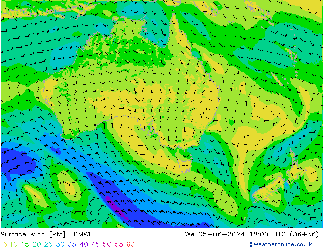 Surface wind ECMWF We 05.06.2024 18 UTC